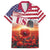 USA Veterans Day Family Matching Summer Maxi Dress and Hawaiian Shirt Poppy Flowers With Flag Grunge - Wonder Print Shop