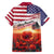 USA Veterans Day Family Matching Summer Maxi Dress and Hawaiian Shirt Poppy Flowers With Flag Grunge - Wonder Print Shop