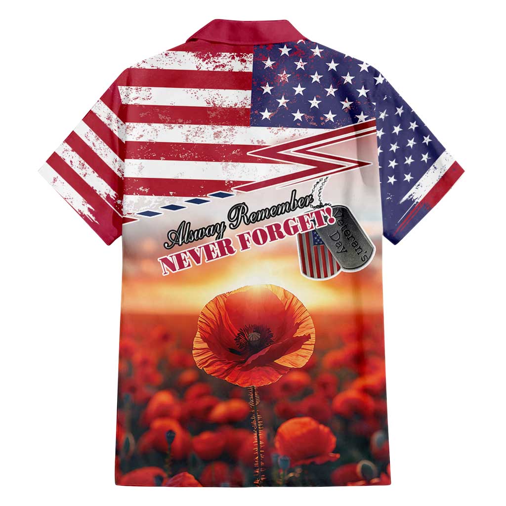 USA Veterans Day Family Matching Tank Maxi Dress and Hawaiian Shirt Poppy Flowers With Flag Grunge - Wonder Print Shop