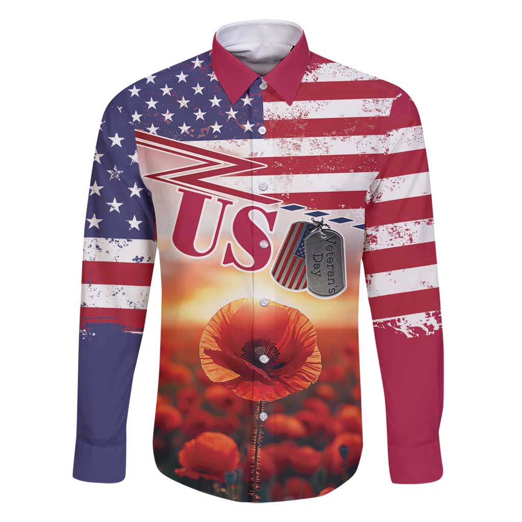 USA Veterans Day Family Matching Tank Maxi Dress and Hawaiian Shirt Poppy Flowers With Flag Grunge - Wonder Print Shop