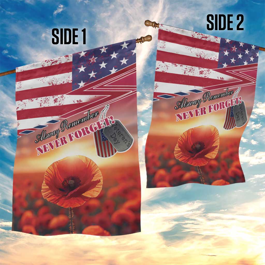 USA Veterans Day Garden Flag Poppy Flowers With Flag Grunge - Wonder Print Shop