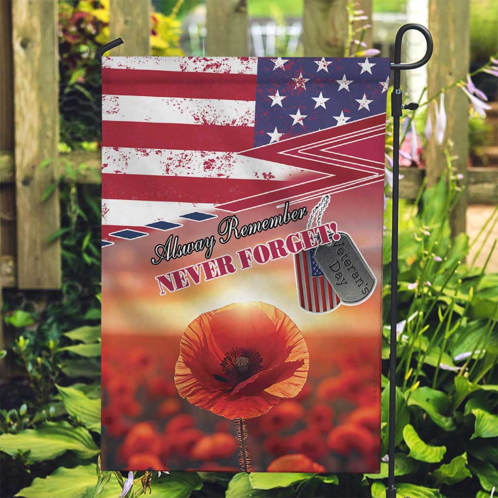 USA Veterans Day Garden Flag Poppy Flowers With Flag Grunge - Wonder Print Shop
