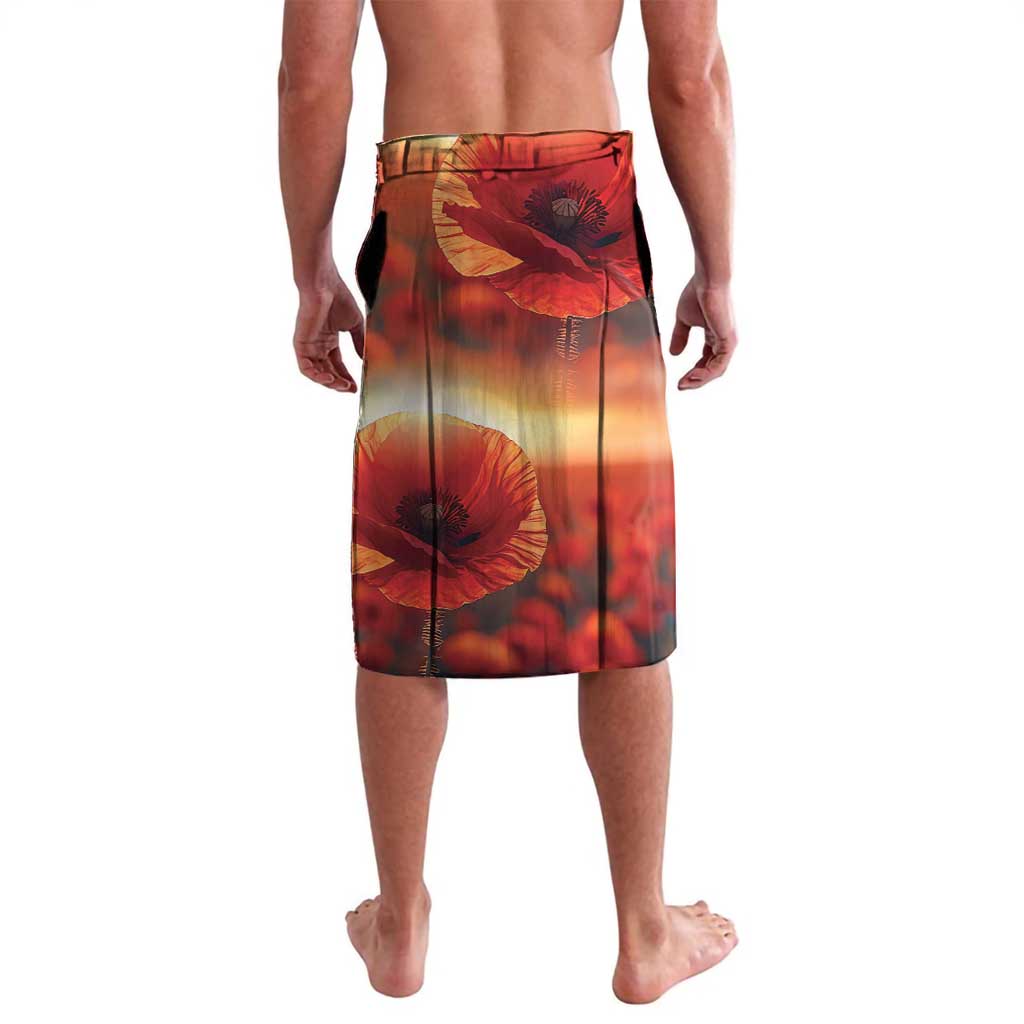 USA Veterans Day Lavalava Poppy Flowers With Flag Grunge - Wonder Print Shop