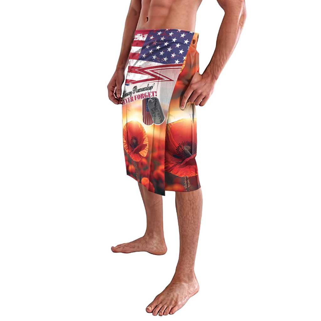 USA Veterans Day Lavalava Poppy Flowers With Flag Grunge - Wonder Print Shop