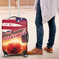 USA Veterans Day Luggage Cover Poppy Flowers With Flag Grunge - Wonder Print Shop