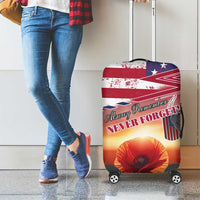 USA Veterans Day Luggage Cover Poppy Flowers With Flag Grunge - Wonder Print Shop