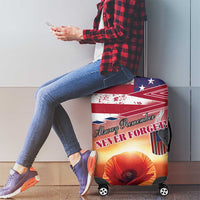 USA Veterans Day Luggage Cover Poppy Flowers With Flag Grunge - Wonder Print Shop