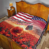 USA Veterans Day Quilt Poppy Flowers With Flag Grunge - Wonder Print Shop