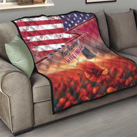 USA Veterans Day Quilt Poppy Flowers With Flag Grunge - Wonder Print Shop