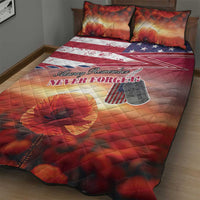 USA Veterans Day Quilt Bed Set Poppy Flowers With Flag Grunge - Wonder Print Shop