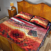 USA Veterans Day Quilt Bed Set Poppy Flowers With Flag Grunge - Wonder Print Shop