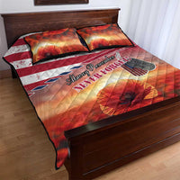 USA Veterans Day Quilt Bed Set Poppy Flowers With Flag Grunge - Wonder Print Shop
