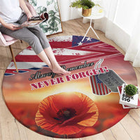 USA Veterans Day Round Carpet Poppy Flowers With Flag Grunge