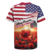 USA Veterans Day Rugby Jersey Poppy Flowers With Flag Grunge - Wonder Print Shop