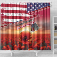 USA Veterans Day Shower Curtain Poppy Flowers With Flag Grunge