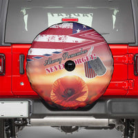 USA Veterans Day Spare Tire Cover Poppy Flowers With Flag Grunge - Wonder Print Shop