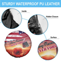 USA Veterans Day Spare Tire Cover Poppy Flowers With Flag Grunge - Wonder Print Shop