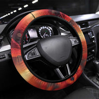 USA Veterans Day Steering Wheel Cover Poppy Flowers With Flag Grunge - Wonder Print Shop