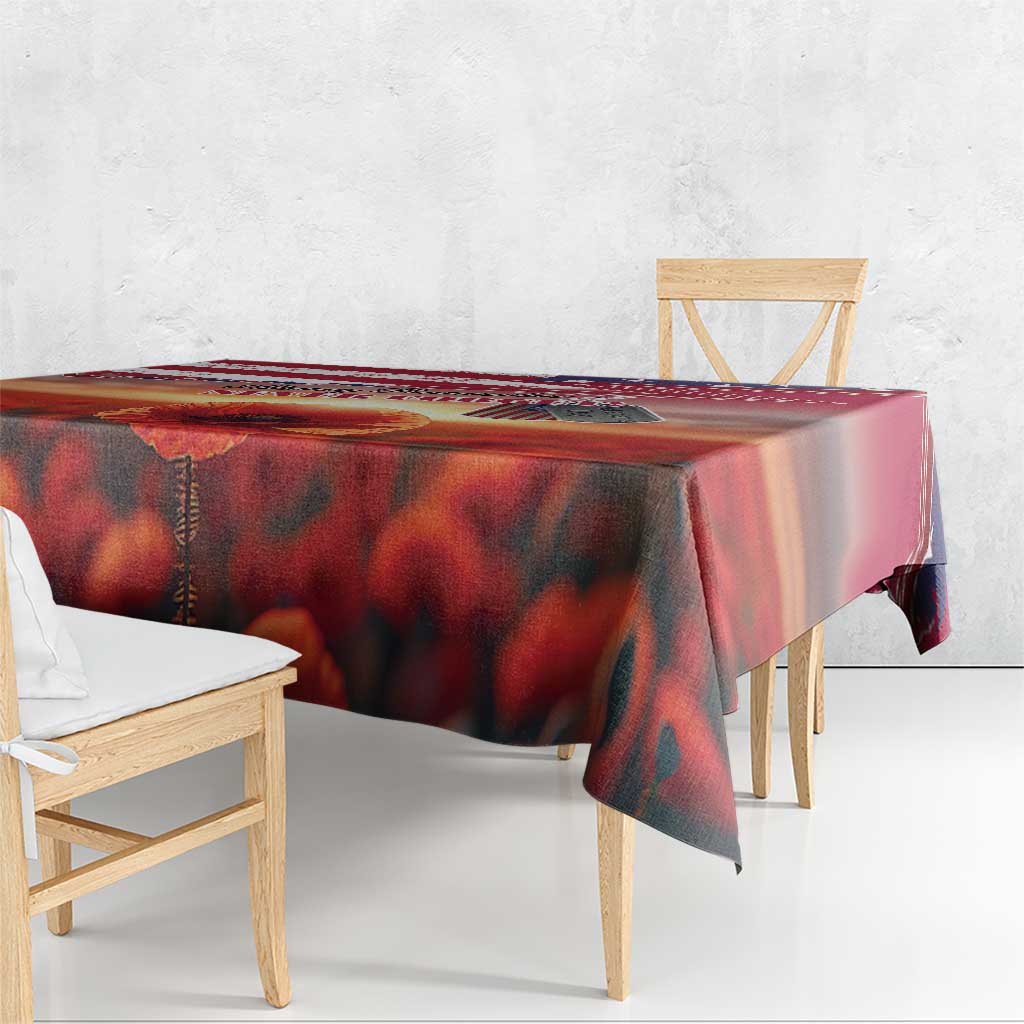 USA Veterans Day Tablecloth Poppy Flowers With Flag Grunge - Wonder Print Shop