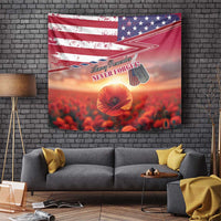USA Veterans Day Tapestry Poppy Flowers With Flag Grunge - Wonder Print Shop