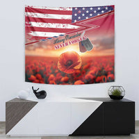 USA Veterans Day Tapestry Poppy Flowers With Flag Grunge - Wonder Print Shop
