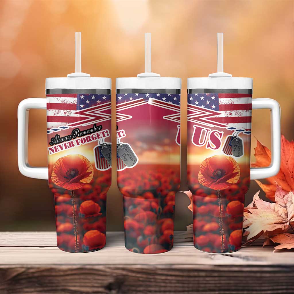 USA Veterans Day Tumbler With Handle Poppy Flowers With Flag Grunge - Wonder Print Shop