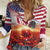 USA Veterans Day Women Casual Shirt Poppy Flowers With Flag Grunge - Wonder Print Shop