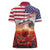 USA Veterans Day Women Polo Shirt Poppy Flowers With Flag Grunge - Wonder Print Shop