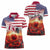 USA Veterans Day Women Polo Shirt Poppy Flowers With Flag Grunge - Wonder Print Shop