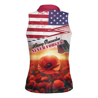 USA Veterans Day Women Sleeveless Polo Shirt Poppy Flowers With Flag Grunge - Wonder Print Shop