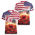 USA Veterans Day Women V-Neck T-Shirt Poppy Flowers With Flag Grunge - Wonder Print Shop