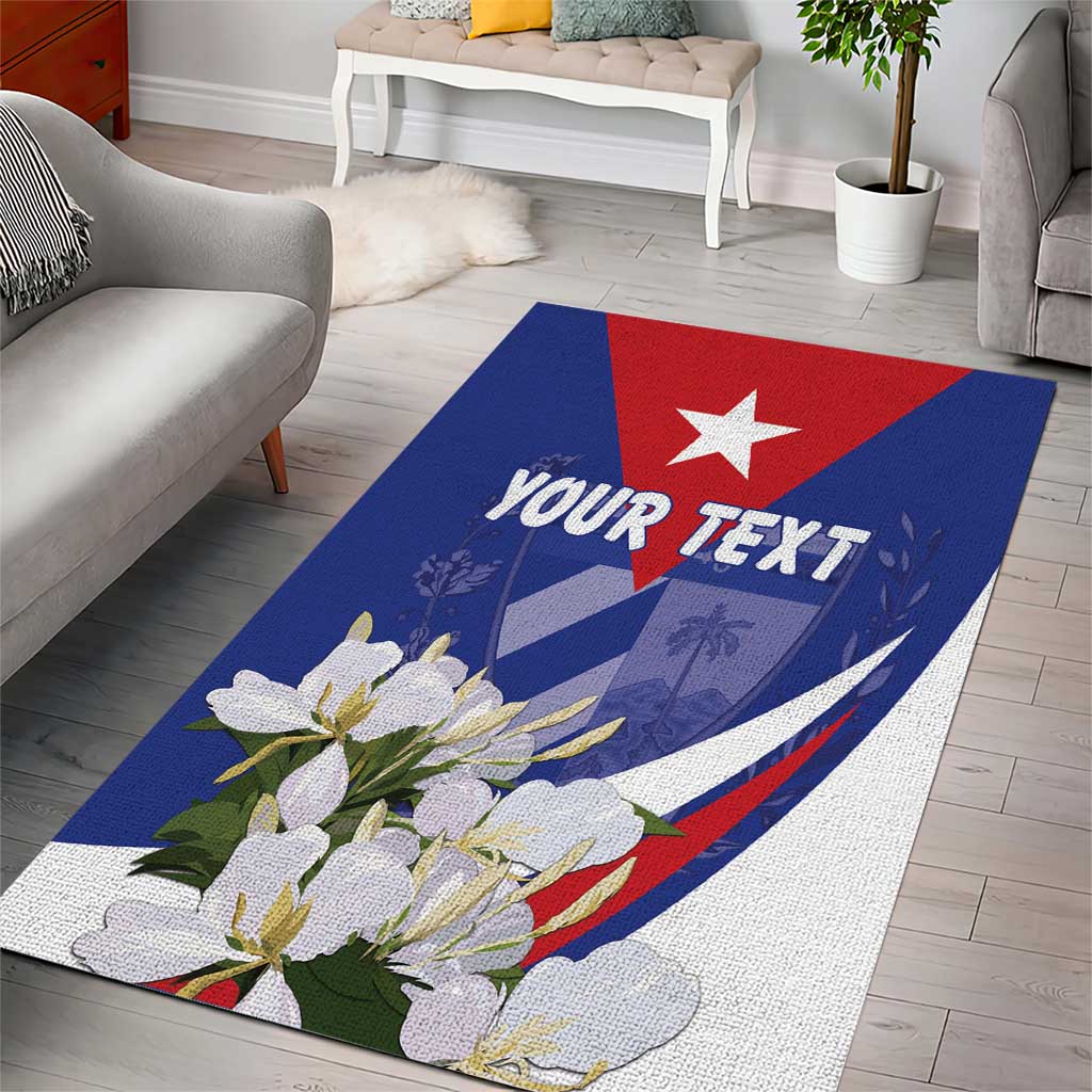 Personalized Cuba Hedychium Coronarium Area Rug With Coat Of Arms - Wonder Print Shop