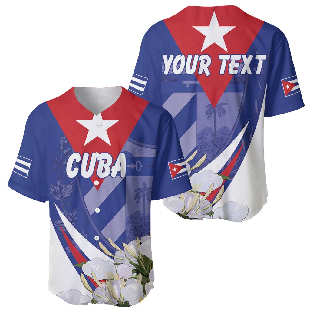 Personalized Cuba Hedychium Coronarium Baseball Jersey With Coat Of Arms - Wonder Print Shop
