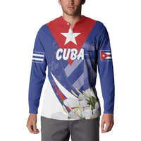 Personalized Cuba Hedychium Coronarium Button Sweatshirt With Coat Of Arms - Wonder Print Shop