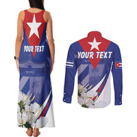 Personalized Cuba Hedychium Coronarium Couples Matching Tank Maxi Dress and Long Sleeve Button Shirt With Coat Of Arms - Wonder Print Shop