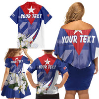 Personalized Cuba Hedychium Coronarium Family Matching Off Shoulder Short Dress and Hawaiian Shirt With Coat Of Arms - Wonder Print Shop