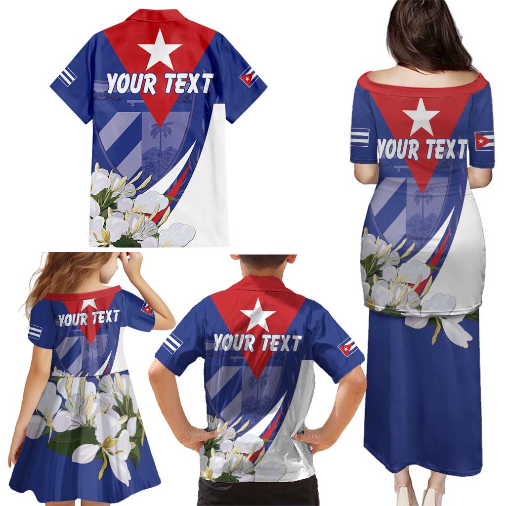 Personalized Cuba Hedychium Coronarium Family Matching Puletasi and Hawaiian Shirt With Coat Of Arms - Wonder Print Shop