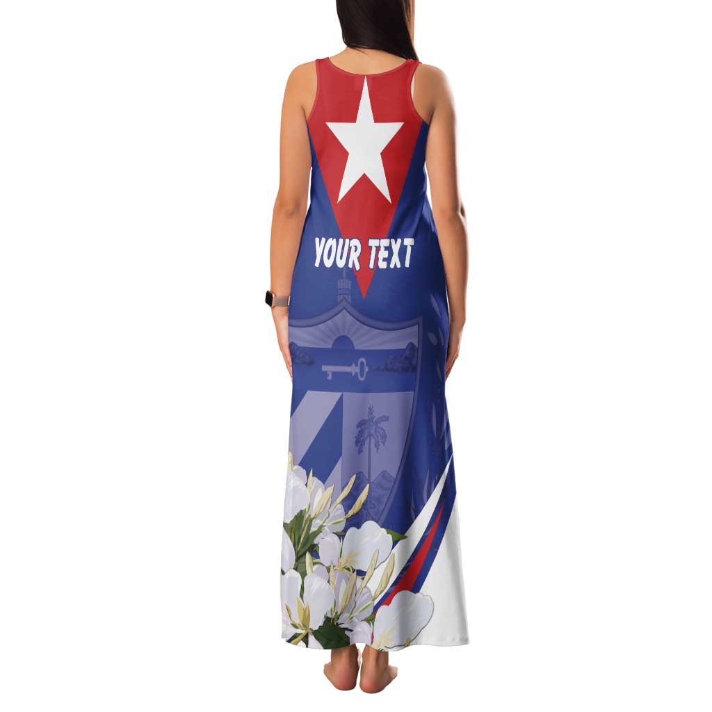 Personalized Cuba Hedychium Coronarium Family Matching Tank Maxi Dress and Hawaiian Shirt With Coat Of Arms - Wonder Print Shop