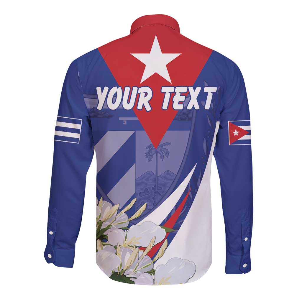 Personalized Cuba Hedychium Coronarium Long Sleeve Button Shirt With Coat Of Arms - Wonder Print Shop