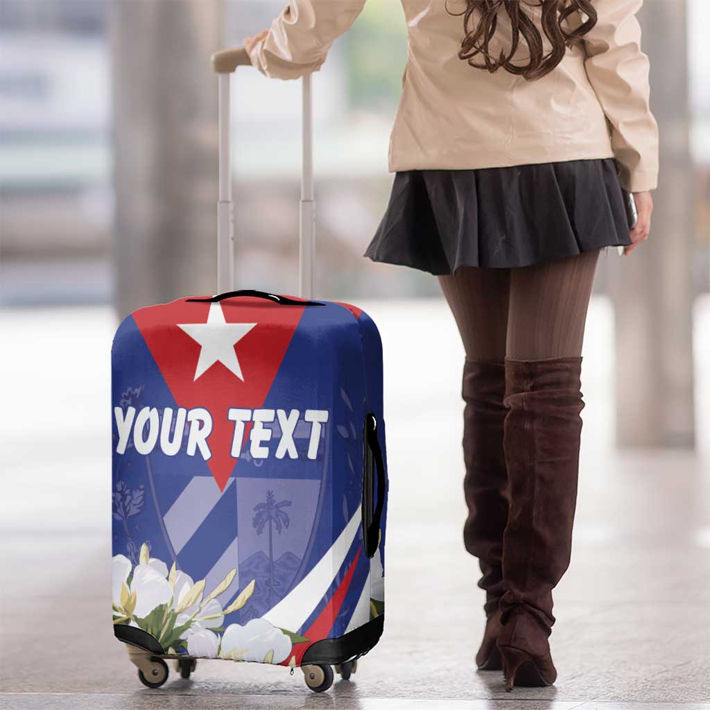Personalized Cuba Hedychium Coronarium Luggage Cover With Coat Of Arms - Wonder Print Shop