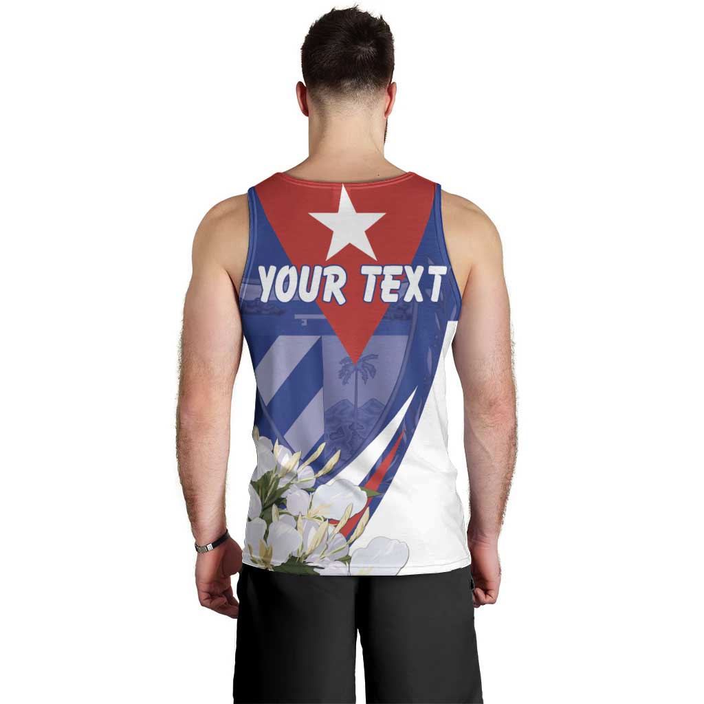 Personalized Cuba Hedychium Coronarium Men Tank Top With Coat Of Arms - Wonder Print Shop