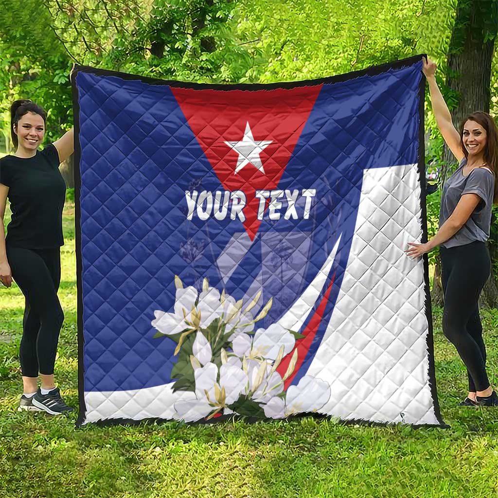 Personalized Cuba Hedychium Coronarium Quilt With Coat Of Arms - Wonder Print Shop