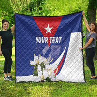 Personalized Cuba Hedychium Coronarium Quilt With Coat Of Arms - Wonder Print Shop