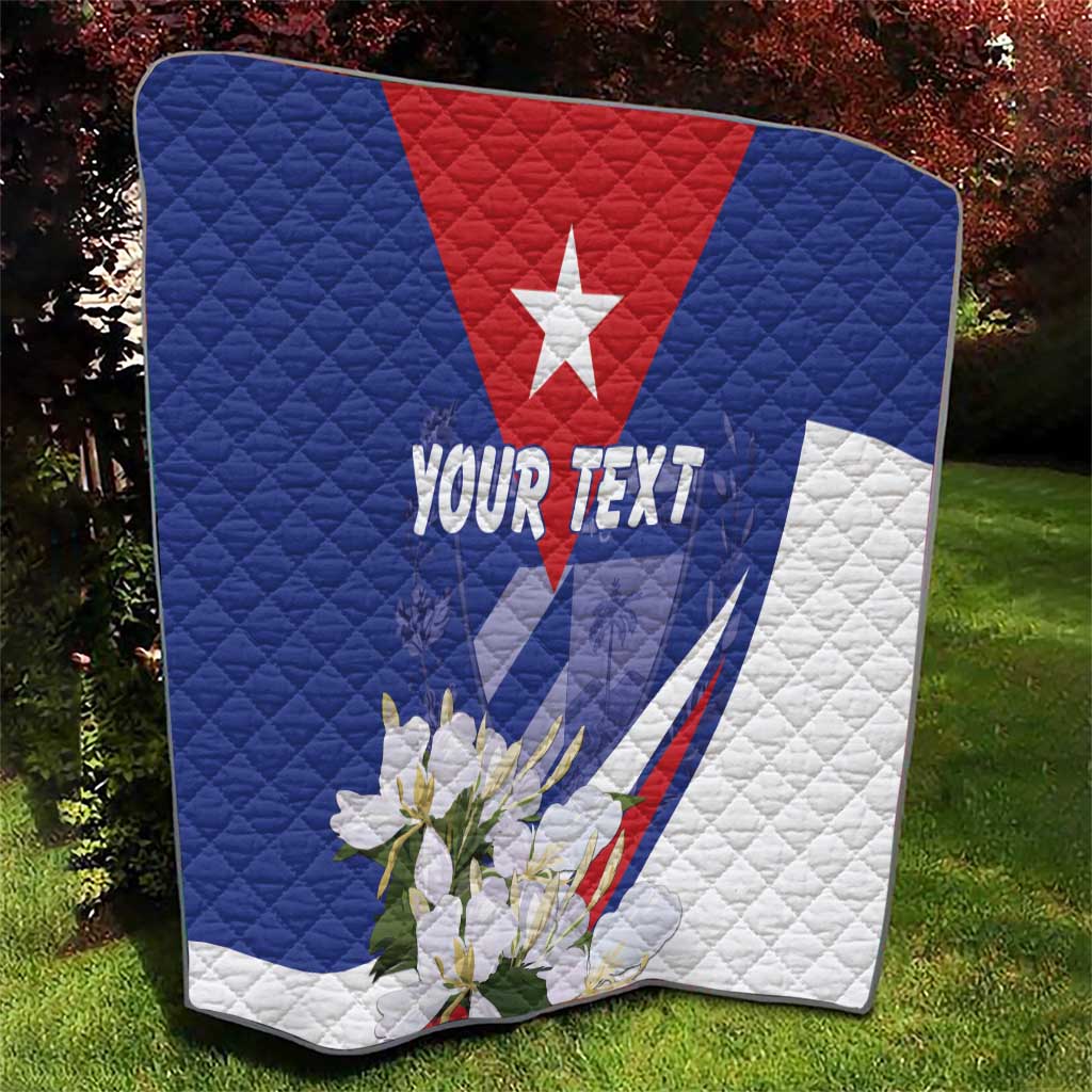 Personalized Cuba Hedychium Coronarium Quilt With Coat Of Arms - Wonder Print Shop