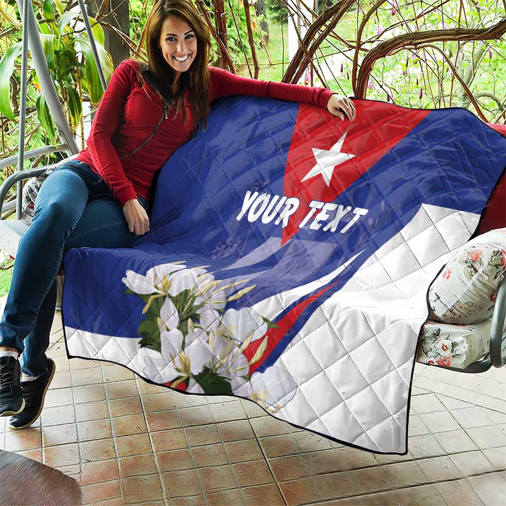 Personalized Cuba Hedychium Coronarium Quilt With Coat Of Arms - Wonder Print Shop