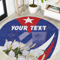 Personalized Cuba Hedychium Coronarium Round Carpet With Coat Of Arms