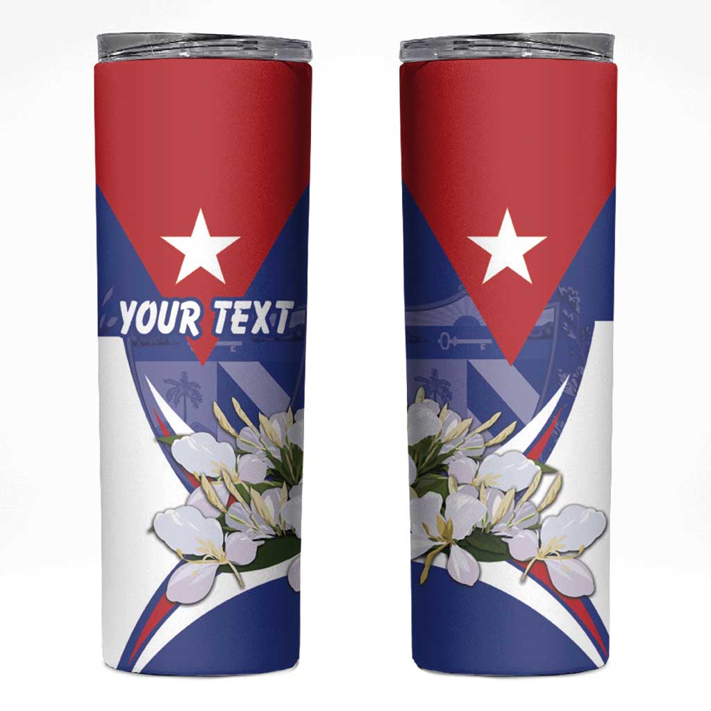 Personalized Cuba Hedychium Coronarium Skinny Tumbler With Coat Of Arms - Wonder Print Shop