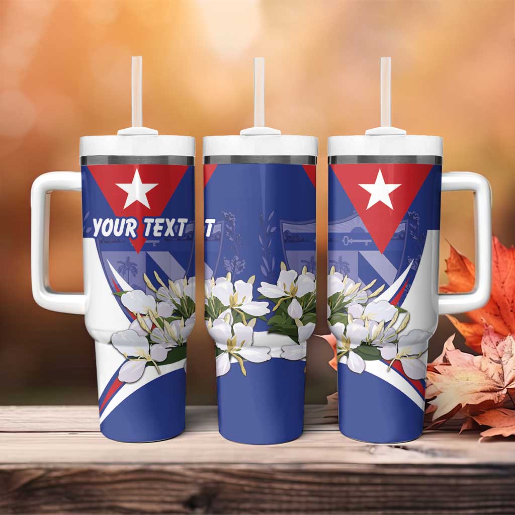 Personalized Cuba Hedychium Coronarium Tumbler With Handle With Coat Of Arms - Wonder Print Shop