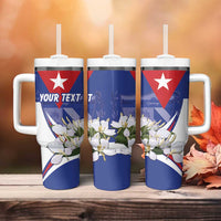 Personalized Cuba Hedychium Coronarium Tumbler With Handle With Coat Of Arms - Wonder Print Shop