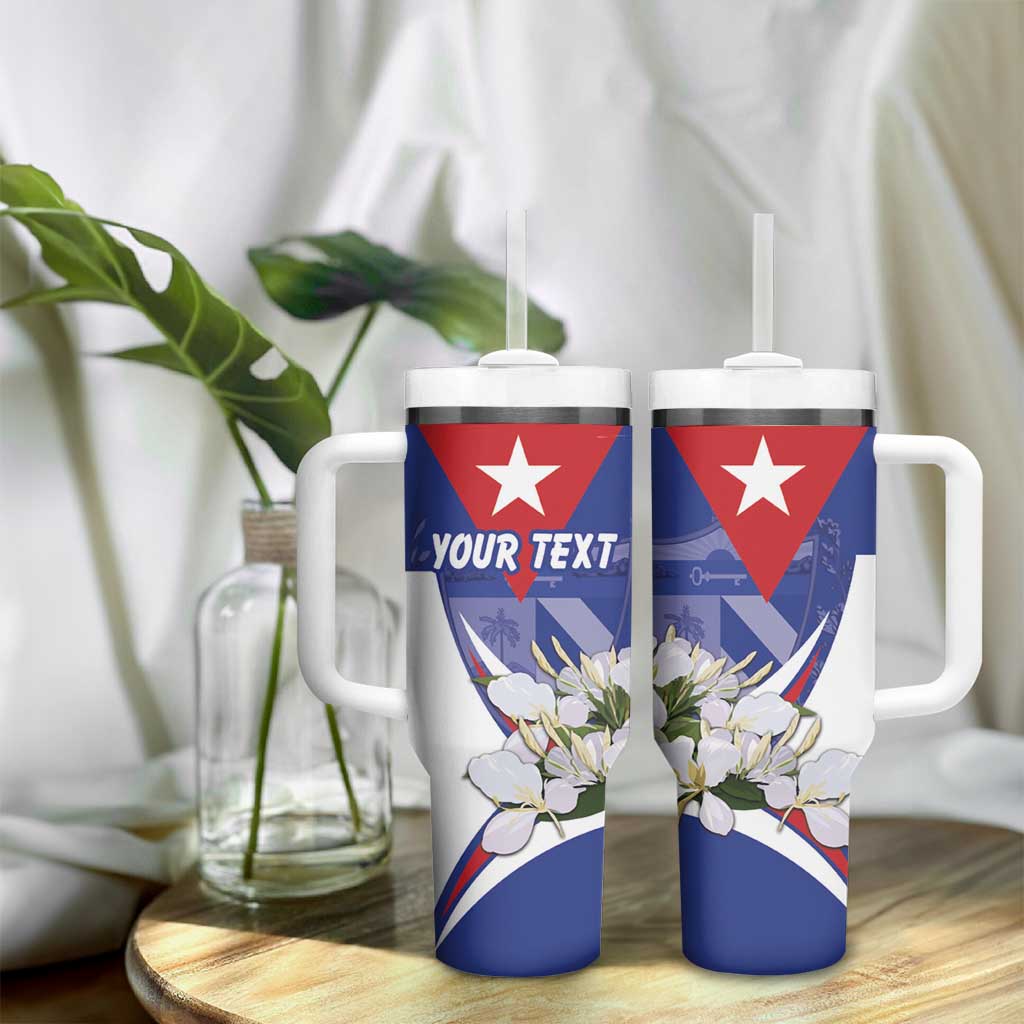 Personalized Cuba Hedychium Coronarium Tumbler With Handle With Coat Of Arms - Wonder Print Shop